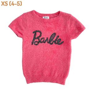Fuzzy Embroidered Barbie Top - XS (4-5)